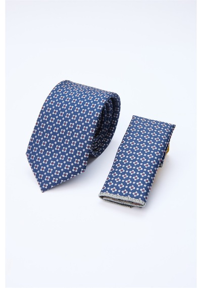 İmza Lacivert-gri Desenli 7 Cm Kravat 1090260126 Lacivert - Gri