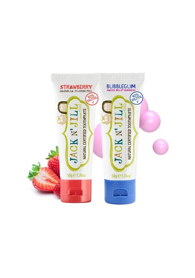 Jack N' Jill Jack N Jill Doğal Sertifikalı Diş Macunu Çilek & Sakiz 2x50g Organik Özellikli Bebekler İçin