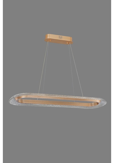 Atena Led Avize - Kristal Cam Efektli Oval Lüks Salon Ve Yemek Odası Aydınlatması Eskitme Eskitme