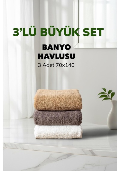 3 Lü Kareli Havlu Takımı Bej Beyaz Fume Kahve Yumuşak Pamuk Banyo Havlu Seti 70x140 Cm Renklı