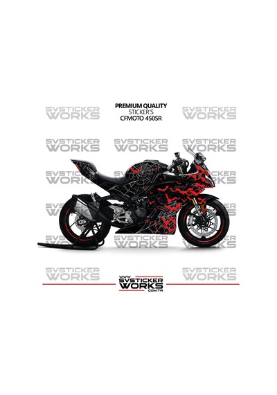 Cfmoto 450sr Kaplama Sticker Crimson Web Design Motor Kaplama Modeli Hazır Kit Tüm Modeller Uyumlu Siyah