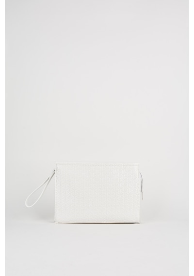 Vivaq Kadın Petunya Dokulu Beyaz Astarlı Suni Deri Bilek Askılı Portföy El Ve Clutch Çanta