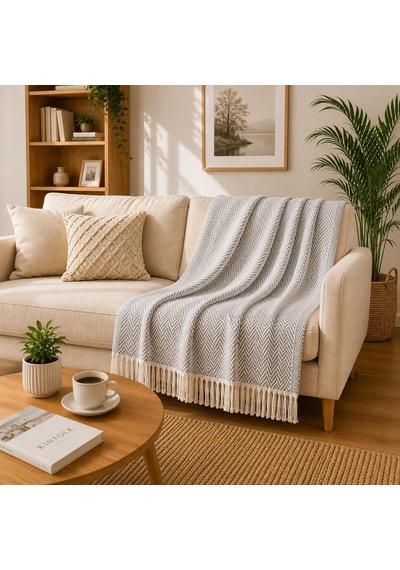 Tr Premium Pamuklu Lilyana Koltuk Örtüsü 170x210 Cm, Çift Taraflı Dekoratif Şal, Tekli, Üçlü, Kanepe, Çekyat V Genel