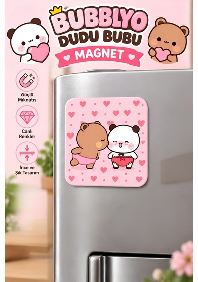 Dudu Bubu Dekoratif Buzdolabı Magneti 6x6 Cm Sevimli Tasarım Bordo