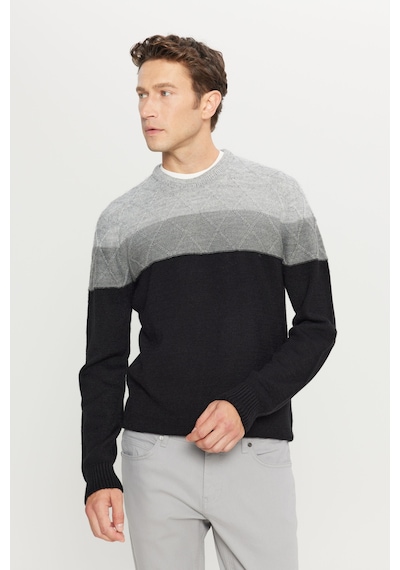 AC&Co / Altınyıldız Classics Erkek Grı-sıyah Standart Fit Normal Kesim Bisiklet Yaka Colorblock Desenli Yünlü Triko Kazak Gri - Siyah AC&Co / Altınyıldız Classics Erkek Grı-sıyah Standart Fit Normal Kesim Bisiklet Yaka Colorblock Desenli Yünlü Triko Kazak Gri - Siyah