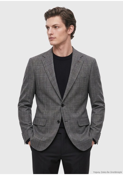 Ramsey Siyah Regular Fit İpek Karışımlı Ceket