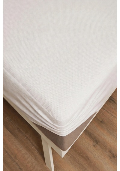 Sıvı Geçirmez Fitted Bazalı Honeycomb Desenli Yatak Alezi Nefes Alan Microfiber Yatak Koruyucu Alez Beyaz Tek Kişilik - Çift Kişilik