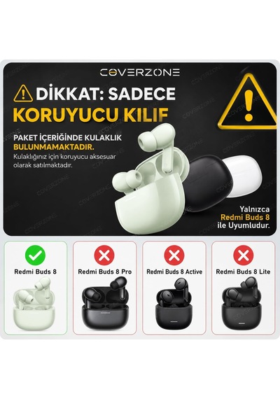 Xiaomi Redmi Buds 8 İle Uyumlu Silikon Kulaklık Kılıfı, Karabina Kancalı, Alt Şarj Kapağı Açılabilir, Darbe Emici Çizilme Önleyici Kaymaz Koruyucu Kulaklık Kılıfı Bebe Mavisi