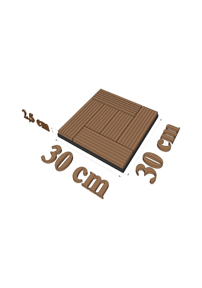 Kompozit Zemin Döşemesi 1 M2 (11 Adet Karo) Kahverengi 30 Cm 2.5 Cm 30 Cm