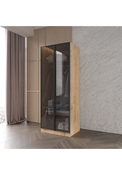 Ülgen 2 Kapaklı Giyinme Dolabı Tamamı Mdf Led Askı Borusulu Füme Camlı Safir Meşe Ülgen 2 Kapaklı Giyinme Dolabı Tamamı Mdf Led Askı Borusulu Füme Camlı Safir Meşe