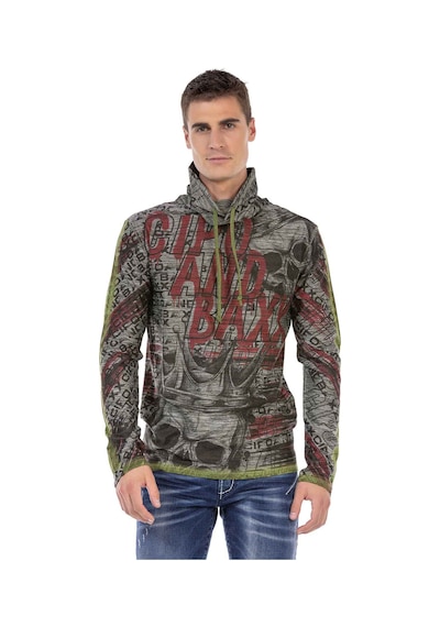 Cipo & Baxx CL468 Şal Yaka Desenli Sweatshirt Antrasit
