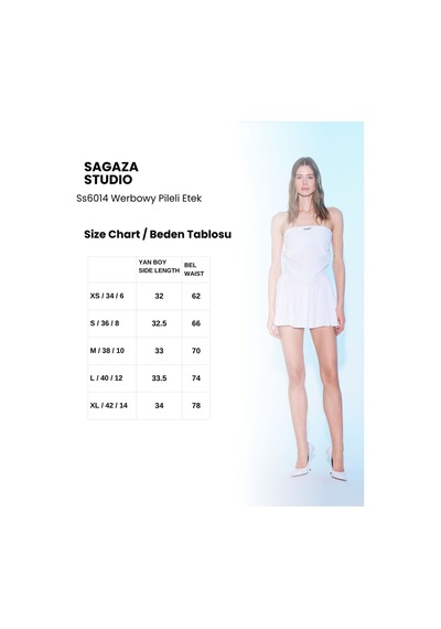 Sagaza Studio Ss6014 Önden Düğmeli Pileli Etek BEYAZ