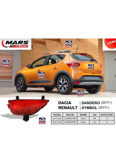 Mars M411244 Arka Tampon Sisi Sol Dacıa Sandero 17 KNO-MARS-M411244