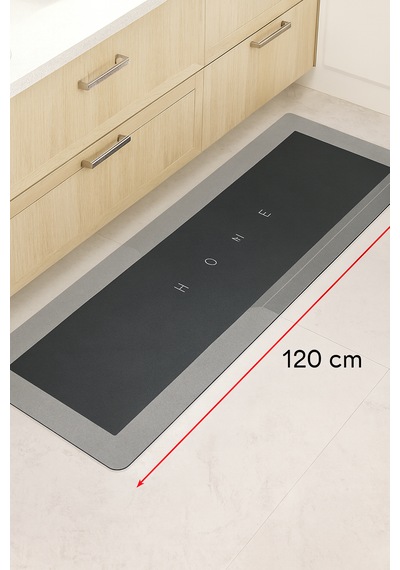 Nobera Kauçuk Kaymaz Tabanlı Ultra Emici Banyo Paspası 40x120cm Hızlı Kuruyan Paspas Gri