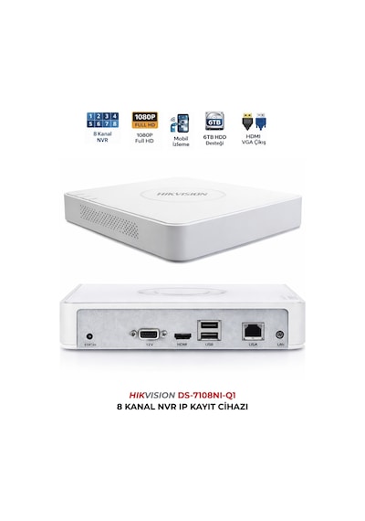 Ds-7108nı-q1 8 Kanal Ip Kamera Kayıt Cihazı H.265+