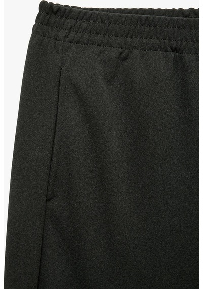 Koton Normal Bel Lastikli Cepli Bol Kalıp Stoperli Paça Krep Scuba Balon Pantolon Siyah 7wal40085ık