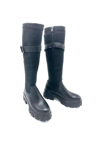 Nostra Shoes Spica Hakiki Deri Siyah Kadın Streç Çizme Siyah