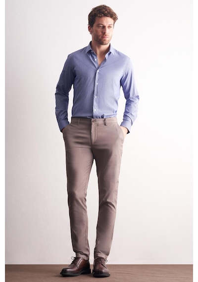 İmza Vizon Yan Cep Düz Paça Pamuklu Slim Fit Chino Casual Pantolon 1003255165 Vizon