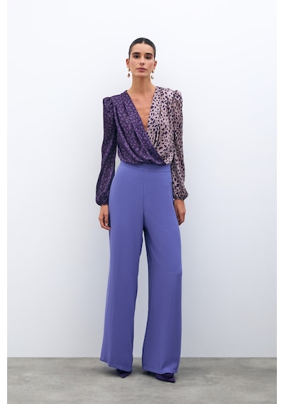 Sateen Salaş Krep Pantolon - Mor