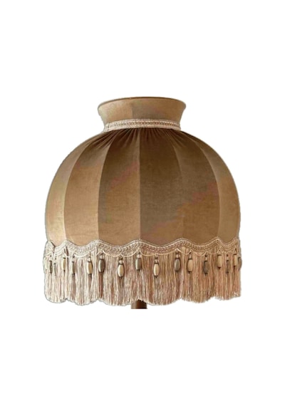 Kiremit Renk Kadife Lambader Kahve Ahşap Ayak Vintage Lm01298 Vizon
