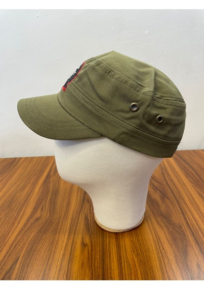 Castro Che Nakışlı Pamuklu Gabardin Kumaş Cap Şapka Haki
