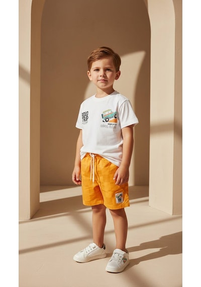 Nurbebekidss Erkek Çocuk Penye Şortlu Takım Beyaz