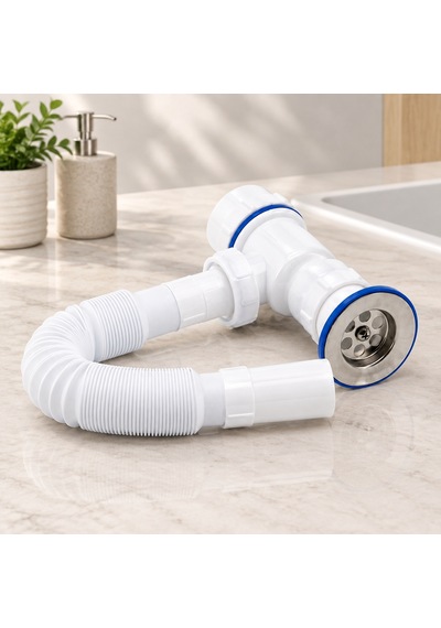 Paslanmaz Taşlı Körüklü Lavabo Sifon -