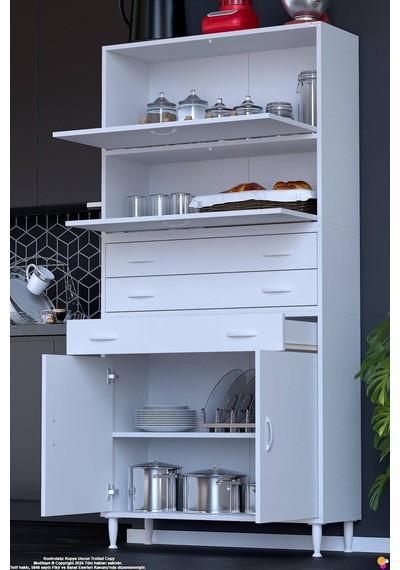 Lorin 90 Cm 4 Kapaklı Raflı Çok Amaçlı Mutfak Kiler Ve Depolama Dolabı Beyaz Boy Dolabı-90x194x32 Cm Lorin 90 Cm 4 Kapaklı Raflı Çok Amaçlı Mutfak Kiler Ve Depolama Dolabı Beyaz Boy Dolabı-90x194x32 Cm