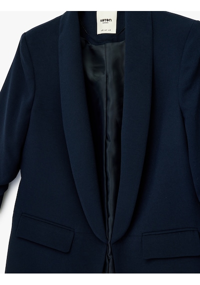 Koton Şal Yaka 3/4 Kollu Uzun Blazer Ceket Lacivert 6sak50004uw Lacivert