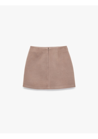 Koton A Kesim Slim Fit Mini Kaşe Etek Kahverengi 6wak70020ew Kahve