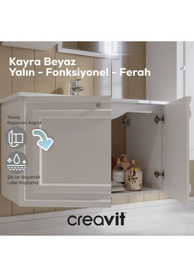 Creavit Kayra Lavabo Dolabı Kapaklı 100cm Mat Beyaz Mat Beyaz Creavit Kayra Lavabo Dolabı Kapaklı 100cm Mat Beyaz Mat Beyaz