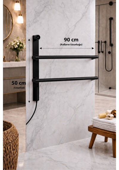 Elektrikli Havlupan 50x90xh100 Cm 60 Watt 65 C Siyah