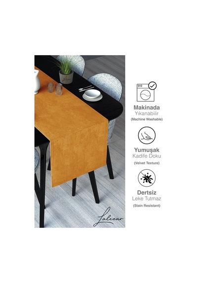 Kadife Efektli Balpeteği Sarısı Aura Serisi Runner 40 X 140 Balpeteği Sarısı
