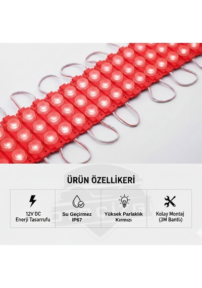 10'lu Parmak Led Büyük Mercekli 12w Kırmızı