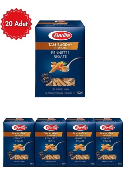 Barilla Tam Buğday Kalem Makarna 400 Gr X 20 Adet Yüksek Lifli &amp Penne Italyan Usulü
