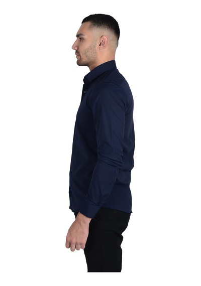 Cengiz İnler Erkek Standart Yaka Ligralı Slimfit Gömlek 001