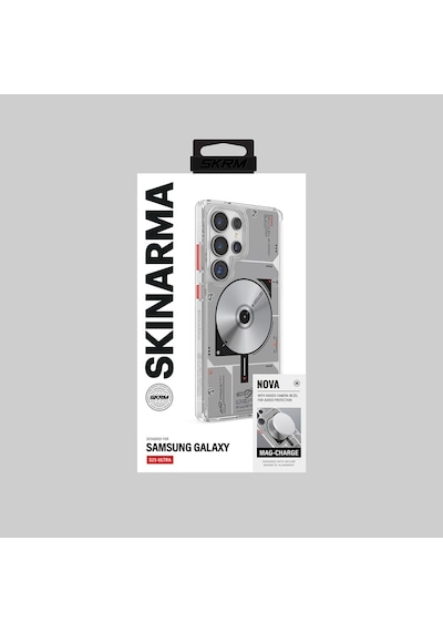 Galaxy S25 Ultra Kılıf Magsafe Uyumlu Disk Desenli Airbag Tasarımlı Skinarma Nova Kapak Şeffaf