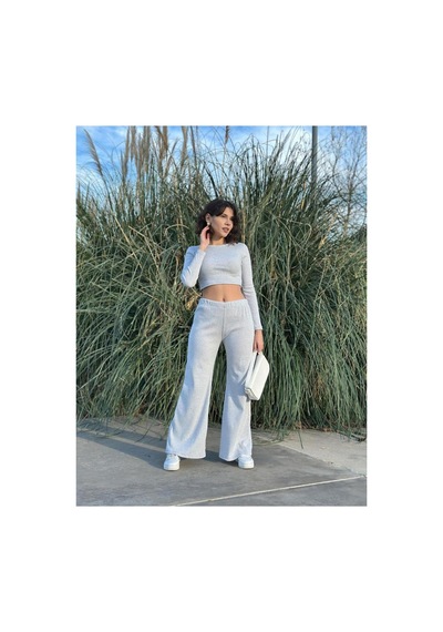 Luka Gri Uzun Kollu Crop Ve Bol Paça Pantolon Kaşkorse Kumaş Alt Üst Takım Gri - 786104316 Gri Luka Gri Uzun Kollu Crop Ve Bol Paça Pantolon Kaşkorse Kumaş Alt Üst Takım Gri - 786104316 Gri