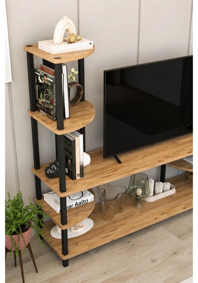 Neoline 120 Cm Tv Ünitesi Çok Raflı Modern Tv Sehpası - Meşe Meşe Neoline 120 Cm Tv Ünitesi Çok Raflı Modern Tv Sehpası - Meşe Meşe