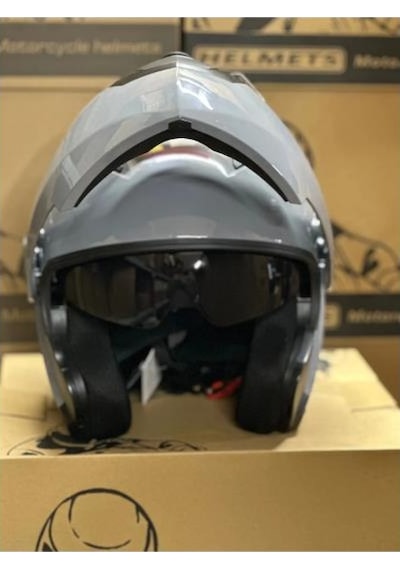 Jk-20 Jk115 Çeneli Motosiklet Kaskı Güneş Gözlüklü Cemet Grey Desen L Beden