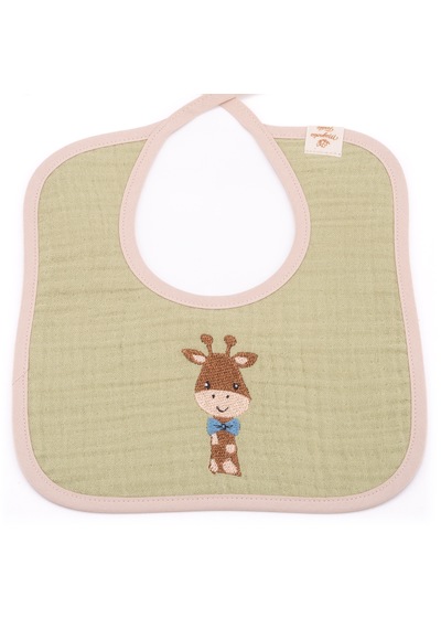 Magnolia Textile Zürafa Figürlü Müslin Bebek Önlüğü Açık Yeşil