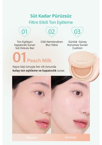 Peripera Filter Fit Milk Tone Up Cushion 01 Peach Milk