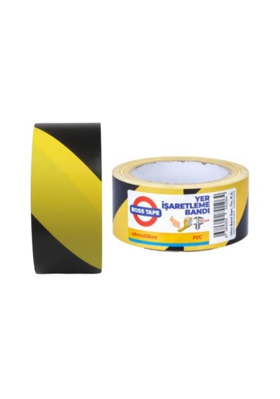 Boss Tape Pvc Yer Işaretleme Bandı Sarı Siyah 50 Mm X 30 Metre (231583330)