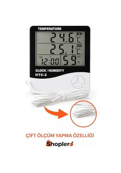 Ayrex Htc-2 Kablolu Termometre Ve Nem Ölçer / İç Ve Dış Ortam Takibi İçin Gelişmiş Çözüm