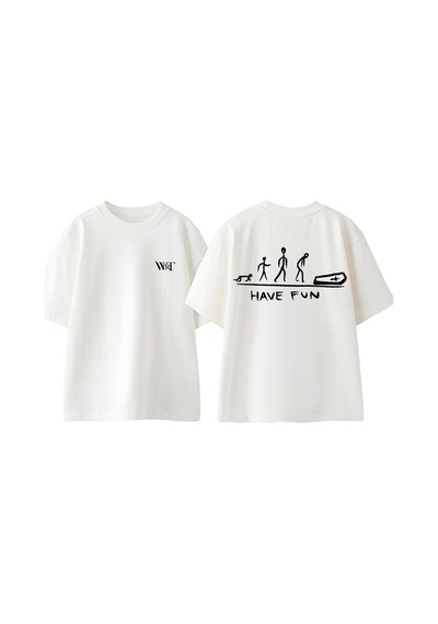 Thewert Have Fun Tasarım Sırt Baskılı Pamuk Beyaz Oversize T-shirt