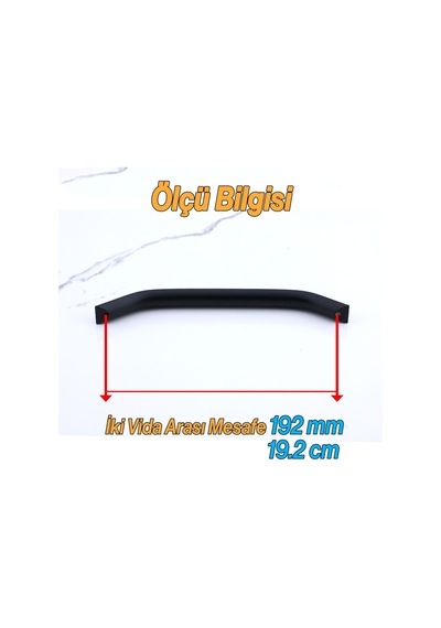 Şahin Siyah Metal Kulp 192 Mm - 19.2 Cm Mobilya Çekmece Mutfak Dolabı Dolap Kulpları Kulbu Kulpu Siyah