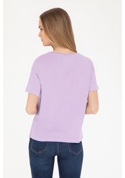 U.S. Polo Assn. Kadın Lila Bisiklet Yaka Tişört 50282904-VR034
