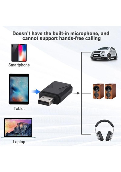 Usb Bt 5.0 Handsfree Kablosuz Verici Alıcı Stereo Ses Adaptörü Da