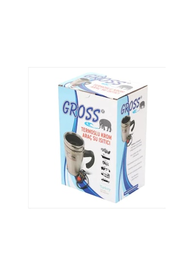 Gross 12V Araç İçi Çakmak Girişli Su Isıtıcı Termoslu Krom Bardak
