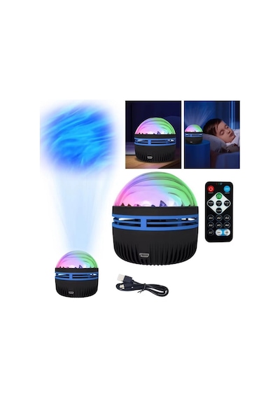 Mighty Kuzey Işıkları Yansıtmalı Kumandalı Dönen Projeksiyon Led Işık Gece Lambası - Çocuk Bebek Odası Siyah 80522569